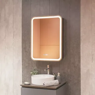 Зеркальный шкаф с подсветкой подогревом и часами AQUAme Фиджи AQM9204 левый 60 см антрацит