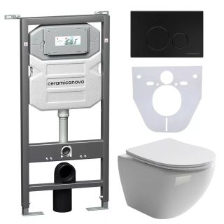 Комплект с инсталляцией Ceramica Nova CN4002_1001B_1000 унитаз Metropol CN4002 крышка-сиденье с микролифтом и инсталляция Envision CN1001B с чёрной матовой кнопкой смыва Round Комплект с инсталляцией Ceramica Nova CN4002_1001B_1000 унитаз Metropol CN4002 крышка-сиденье с микролифтом и инсталляция Envision CN1001B с чёрной матовой кнопкой смыва Round