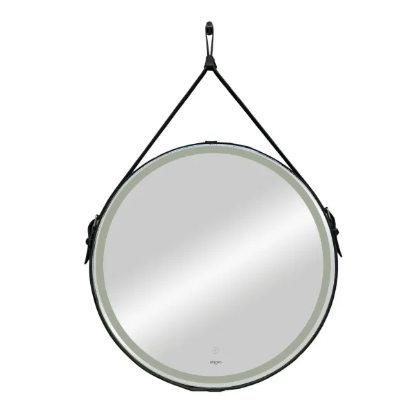 Зеркало Reflexion Skin RF5325SK с LED подсветкой сенсором на ремне из натуральной кожи черного цвета 65х65