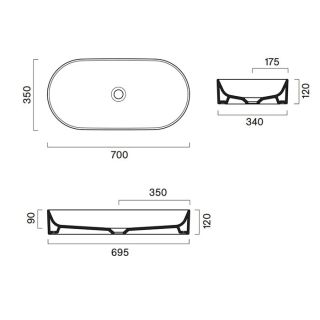 Раковина накладная Catalano Zero 0122700001 70 см белый