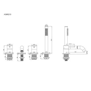 Смеситель на борт ванны AQUAme Siena AQM6219BG золото брашированное