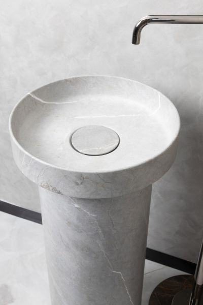 Накладная раковина с пьедесталом золото Armadi Art Sole Corian 801-GR+801-Base-GR Amani Grigio/серый