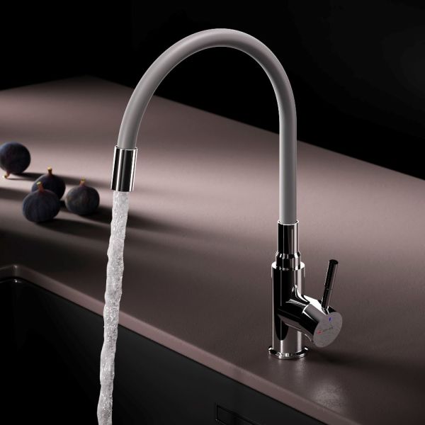 Смеситель для кухни Am.Pm X-Joy S F85B07605 с гибким изливом серый/хром