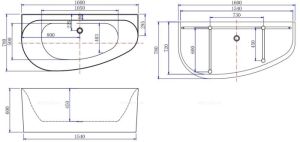 Акриловая ванна Allen Brau Priority 2.31005.20A/AM 160x78 см