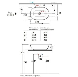 Раковина  Globo T-Edge B6O54BI белая