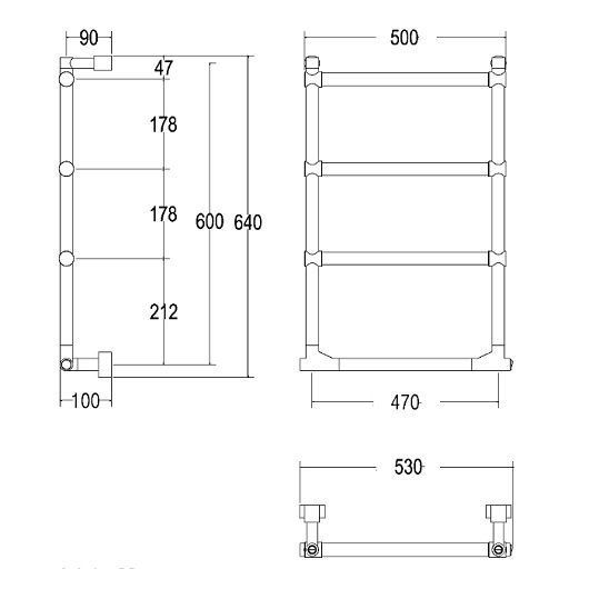 Полотенцесушитель электрический Margaroli Sole 512/4/530 Switch Black matt DB 53x64 см чёрный матовый