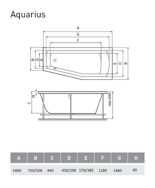 Акриловая ванна Relisan Aquarius 170х70 R Гл000023278 без гидромассажа