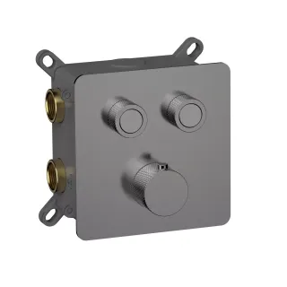 Встраиваемый смеситель-термостат на 2 источника AQUAme AQM8811GM с регулировкой напора графит матовый