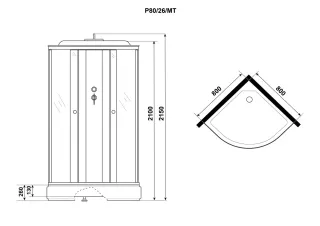 Душевая кабина Niagara Promo P80/26/MT 80x80 см профиль белый стекло матовое