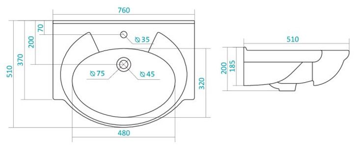 Мебельная раковина Santek Байкал 1WH110259 75см белый