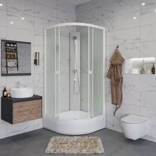 Душевая кабина Niagara Promo P80/26/MT/BK 80x80 см профиль белый стекло матовое