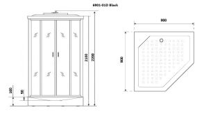 Душевая кабина Niagara Premium NG-6901-01D BLACK 90х90 см