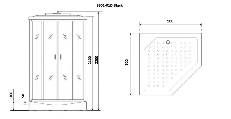 Душевая кабина Niagara Premium NG-6901-01D BLACK 90х90 см