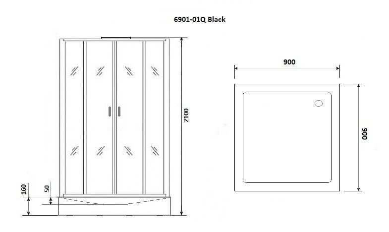 Душевая кабина Niagara Premium NG-6901-01Q BLACK 90х90 см