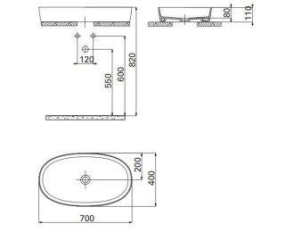 Раковина Creavit Loop LP170-00CB00E-0000 70 см белый