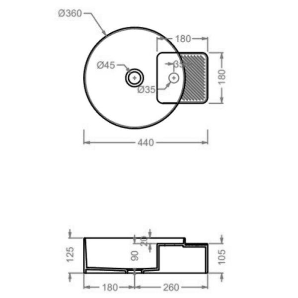 Раковина ArtCeram Cartesio CAL004 35 00 зеленая 44 см