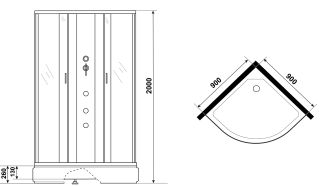 Душевая кабина Niagara NG-3501-14BKG с гидромассажем 90x90см серебро/тонированное