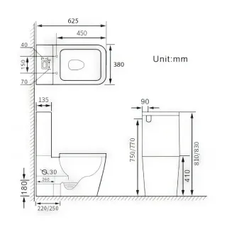 Унитаз напольный SantiLine SL-5017T-SM/BD белый