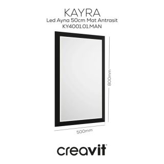 Зеркало с подсветкой Creavit Kayra KY4001.01.MAN 50 см антрацит матовый