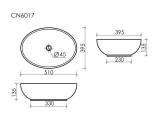 Раковина Ceramicanova Элемент (Element) CN6017MB 52 см чёрный матовый