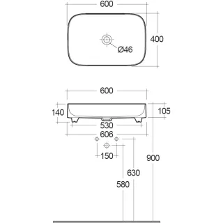 Раковина Kludi Resa S 58CW4053 60 см белый матовый