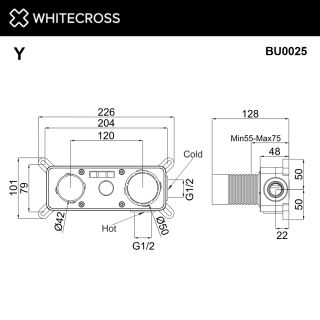 Встраиваемая часть смесителя для раковины Whitecross BU0025