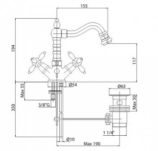 Смеситель для биде, золото Cezares ATLANTIS-NOSTALGIA-BS2-03/24