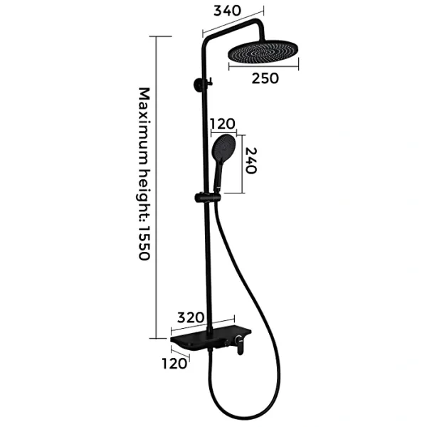Душевая стойка Gappo G2495-5 чёрный Душевая стойка Gappo G2495-5 чёрный