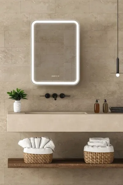 Зеркало-шкаф с подсветкой ArtMax Platino AM-Pla-600-800-1D-R-DS-FC-H-T-Grey 60 см серый матовый