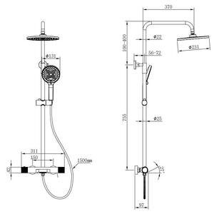 Душевая стойка Kohr Thermostatic Sun 1WN180304BG-0000A с термостатом брашированное золото