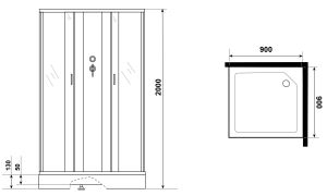 Душевая кабина Niagara NG-1101-14BKG с гидромассажем 90x90см серебро/матовое