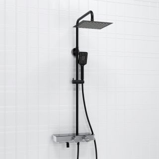 Душевая стойка WasserKRAFT Abens Thermo A114.255.130.CB T с термостатом чёрный матовый