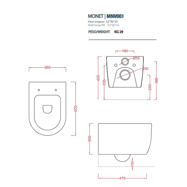 Унитаз  Artceram Monet MNV001 05 00 белый