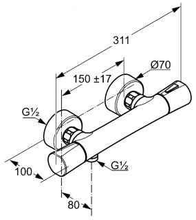 Термостат для душа Kludi Zenta хром 351000538 Термостат для душа Kludi Zenta хром 351000538