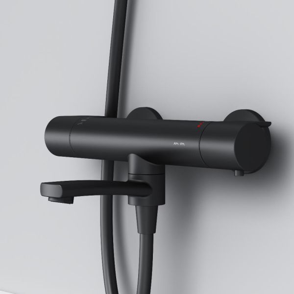 Смеситель для ванны и душа с термостатом Am.Pm X-Joy F85A50022 чёрный Смеситель для ванны и душа с термостатом Am.Pm X-Joy F85A50022 чёрный