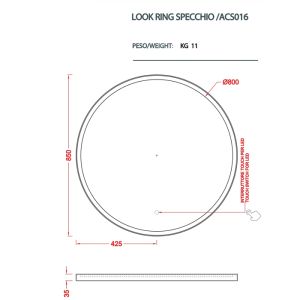Зеркало Artceram Lord ACS016 17 в металлической раме с LED-подсветкой и сенсорным выключателем черное