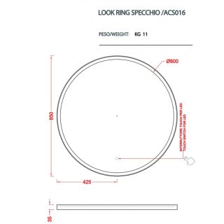 Зеркало Artceram Lord ACS016 17 в металлической раме с LED-подсветкой и сенсорным выключателем черное Зеркало Artceram Lord ACS016 17 в металлической раме с LED-подсветкой и сенсорным выключателем черное