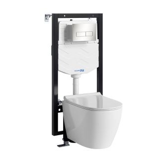 Система инсталляции с унитазом WasserKRAFT Vils 56TLT.010.ME.BN03.H002 кнопка смыва никель