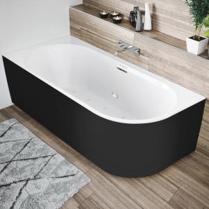 Акриловая ванна Riho Desire Corner Velvet Sparkle System B087003220 R 184x84см с аэромассажем чёрный матовый/белый матовый