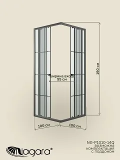 Душевой уголок Niagara Eco NG-1010-14QKL 100x100 см профиль чёрный стекло клетка