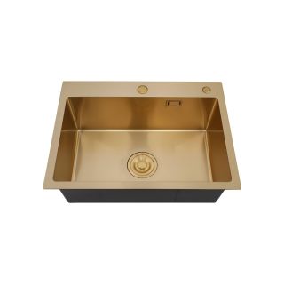Мойка для кухни с корзиной и дозатором РМС MR-5843G золото