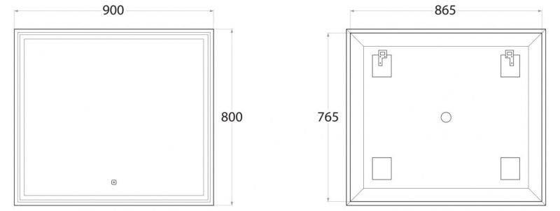 Зеркало с подсветкой Art&Max Monza 90x80см AM-Mon-900-800-DS-F