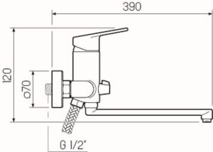 Смеситель для ванны с душем РМС SL132-006E хром