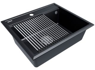 Комплект Paulmark: мойка Stepia 60 и ролл-мат Step PM115951-BLM+R375-BS чёрный металлик/брашированная нержавеющая сталь Комплект Paulmark: мойка Stepia 60 и ролл-мат Step PM115951-BLM+R375-BS чёрный металлик/брашированная нержавеющая сталь