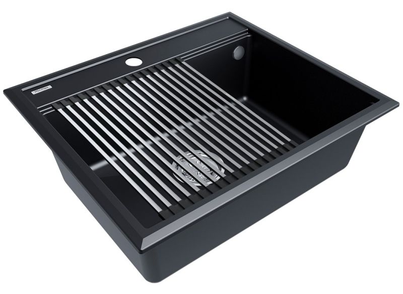 Комплект Paulmark: мойка Stepia 60 и ролл-мат Step PM115951-BLM+R375-BS чёрный металлик/брашированная нержавеющая сталь