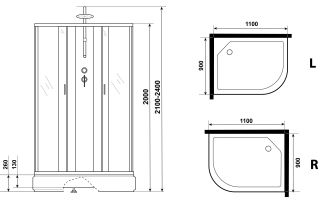 Душевая кабина Niagara NG-33194-14LBKT 110x90см серебро/матовое