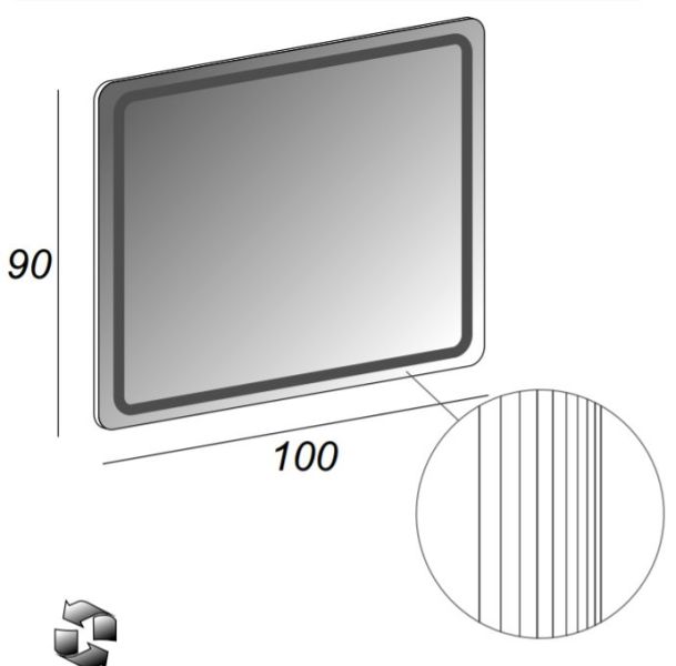 Зеркало с LED подсветкой Cezares 100x90 Eden 54352