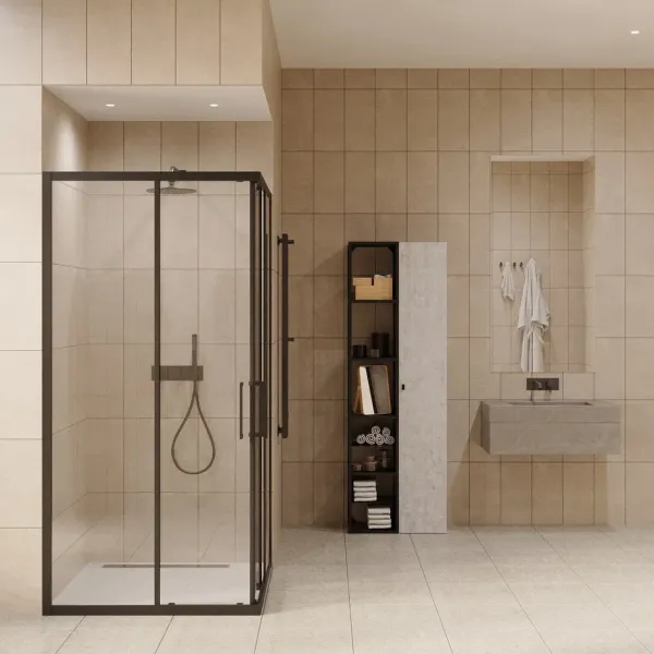 Душевой уголок by Deonria Kupe U-100-100-6-T-B 100x100см чёрный/прозрачный