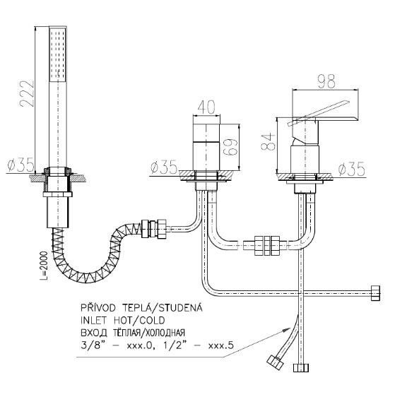 Смеситель на борт ванны Rav Slezak Loira LR575.5PZ золото