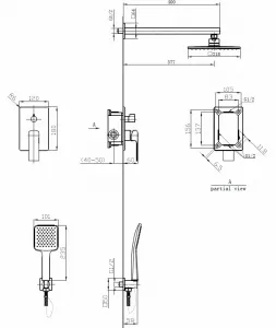 Душевая система ESKO Singapore Black 6in1 SQ хром